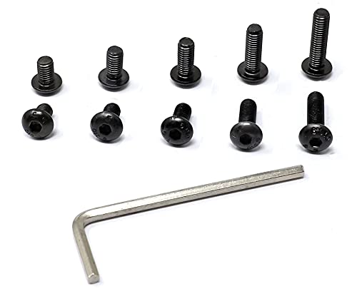 iexcell 100 Pcs M5 x 8/10/12/16/20 Alloy Steel 10.9 Grade Hex Socket Button Head Cap Screws Bolts Assortment Kit, Black Oxide Finish