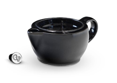 Georgetown Pottery G12 Shaving Scuttle Mug - Jet Black - 12 Ounce Reservoir - Hand Made in USA
