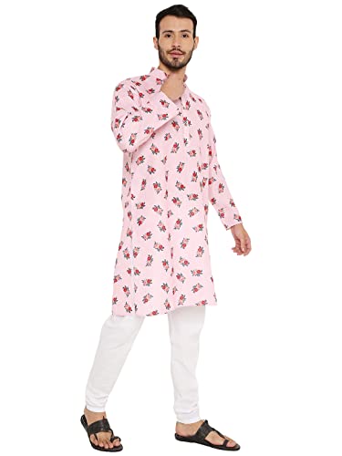 Image of Maharaja Floral Printed Linen Kurta Pyjama Set for Men