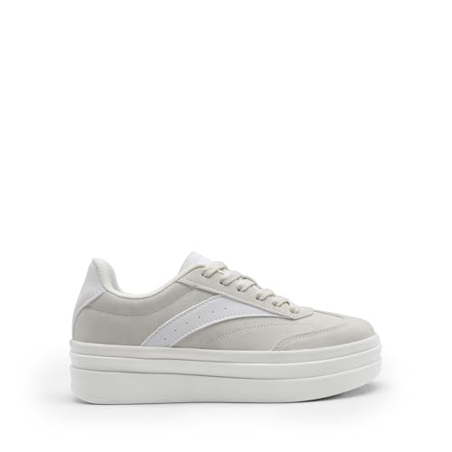 DREAM PAIRS Women's Platform Sneakers Walking Val Tennis Lace-Up Comfortable Casual Fashion Sneakers Shoes.,Size 9,Beige,SDFN2455W - image 7