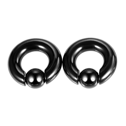 Whoiy Piercing Oreja Acero Inoxidable Aro, Dilatador Oreja 5mm Aro con Bola Redonda Negro 2Piezas Piercing Oreja Cartilago para Mujer Hombre