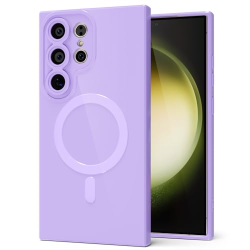 Svanove for Samsung Galaxy S23 Ultra Phone Case Silicone Magnetic, Compatible with Magsafe Case Cute for Women, Girly Glossy Jelly Rubber Slim Hard Plastic Mag Safe & Camera Cover, Purple Lavender by Svanove - Used condition - US$7.96