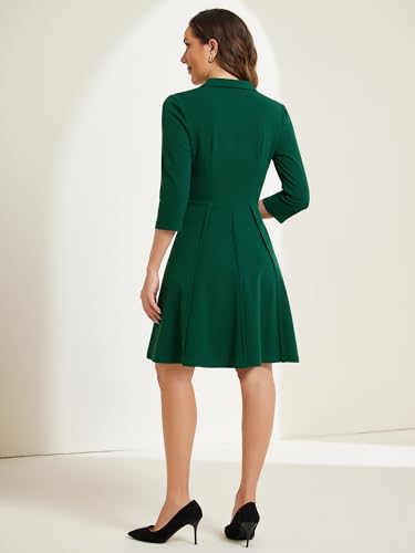 Allegra K Double Breasted Dress for Women's Notched Lapel Half Sleeve Business Blazer Dress3