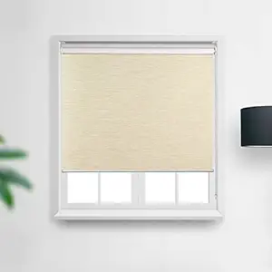 RED GRAPES Roller Window Shades,100% Blackout UV Protection Striped Jacquard Blinds ,White Coated Backside,Window Blinds for Home Office Living Room,(Beige, 29'')