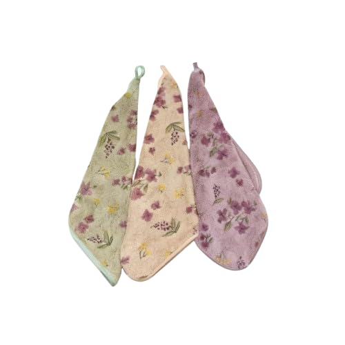 Image of 500 GSM Microfiber Hand Towels | Ultra Soft Absorbent Multipurpose Face Towels for Kitchen, Bathroom & Baby Care | Floral Printed Quick Dry (Multicolor, Set of 3)