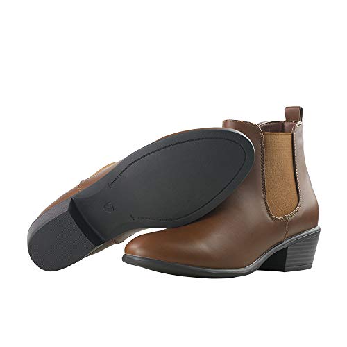 Women's Pull On Ankle Boots Ladies Low Chunky Heel Stylish Elastic Panel Riding Booties Slip On Shoes4