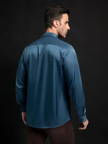 Image of IndoPrimo Men's Stylish Solid Satin Casual Shirt for Men Full Sleeve