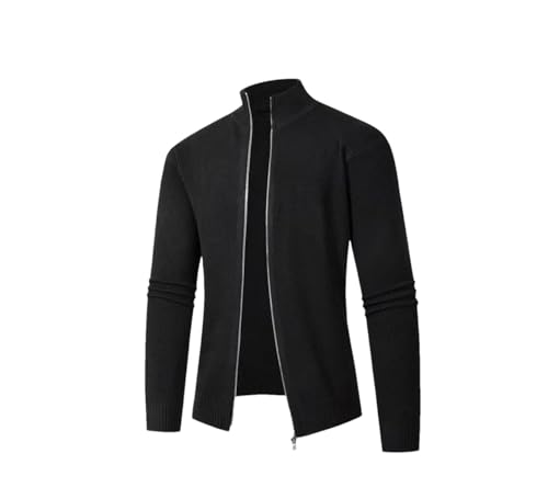 Men's Casual Knit Cardigan Sweaters Stand-Up Collar Warm Zip Sweaters