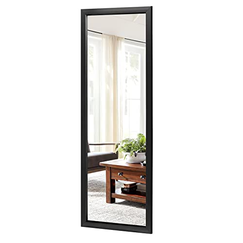 Poshions Espejo de Pared Grande, Moderno, de Cuerpo Entero, Espejo para Puerta, para Colgar, Negro, 110 x 40 cm