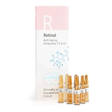 Elemental Care Fiale Retinolo 7x2ml – Siero Viso Antirughe, Illuminante Anti Età e Anti Macchie con Oli Naturali e Bidens Pilosa – Trattamento Intensivo Rigenerante Idratante