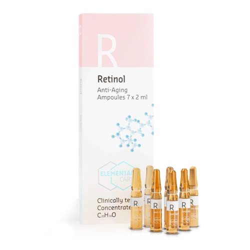 Elemental Care Fiale Retinolo 7x2ml – Siero Viso Antirughe, Illuminante Anti Età e Anti Macchie con Oli Naturali e Bidens Pilosa – Trattamento Intensivo Rigenerante Idratante