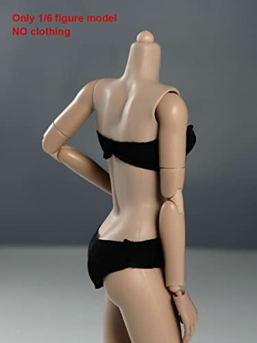 Roofworld 1/6 Scale Miniature Figure Body, 12Inch Pale Skin Super Flexible Joint Body Half-Pack Silicone Huge Bust Action Figure Body Doll Collection For 1:6 Head Sculpt #TOP6