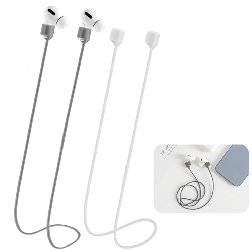 Image of Magnetic Anti-Lost Straps for AirPods,4 Pack Ultra Strong Magnetic AirPods Strap Anti-Lost Neck Rope Cord,Soft Silicone Sports Lanyard Compatible with AirPods 1&2 / Pro /2nd /3rd(White+Grey)