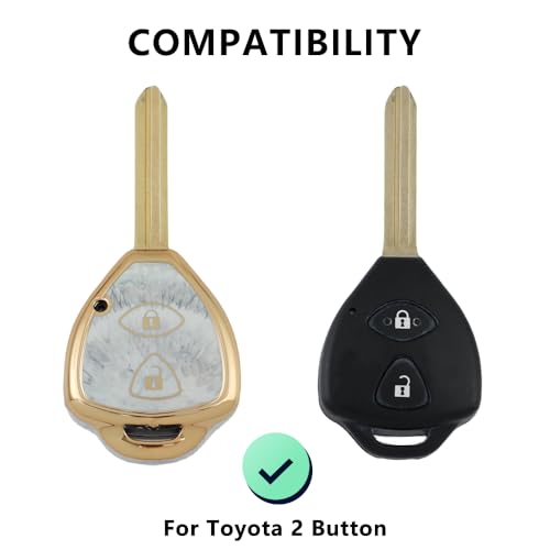 Image of Keyzone TPU Key Cover Compatible for Toyota Innova, Fortuner 2 Button Remote Key (Marble)