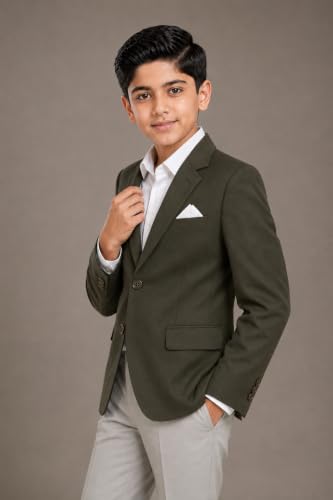 Image of SaintX Kids Boys Tailored Premium Coat Blazer | 4-Way Stretchable Wrinkle Free Fabric | Fully Lined | Slim Fit | Versatile Formal & Casual Jacket for Boys (1-14 Years KB01)