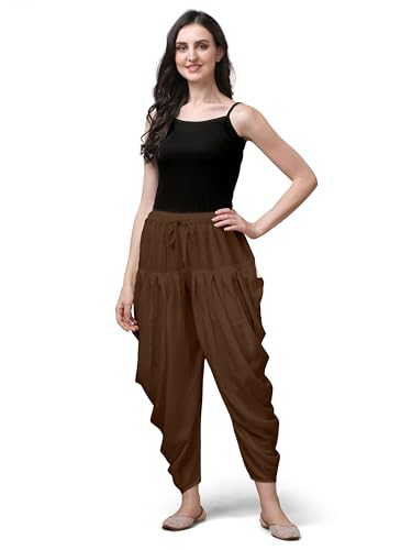 Image of Mehrang Loose Fit Rayon Dhoti Pant for Women Patiala Slawar Bottom Wear Harem Pants, Waist Free Size (26 Inch to 38 Inch)
