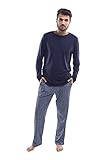 jijamas Incredibly Soft Pima Cotton Men's Pajamas Set - The Weekender in Navy Blue Gingham XLT
