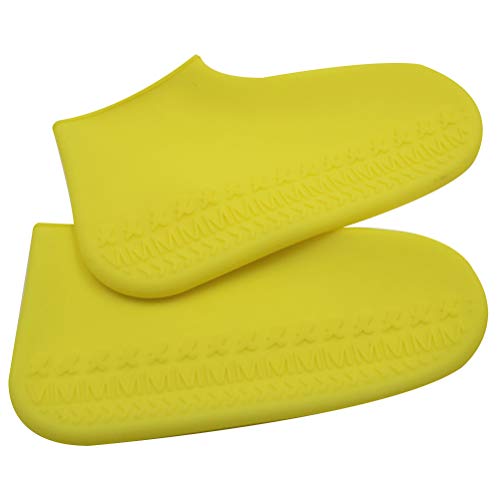 ABOOFAN Cubrezapatos Impermeables de Antideslizantes Reutilizables Unisex Protector de Zapatos para Lluvia y Nieve Cubierta Resistente y Gruesa para Adultos y Amarillo Talla S