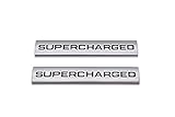 Cloud set 2Pcs Supercharged Emblem Car Logo Premium Auto Badge Rear Trunk Sticker Side Fender Decal (Silver Black)