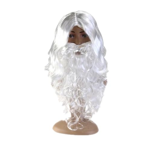 Qianly Peruca de Papai Noel, Barba, Cosplay de Papai Noel, Peruca de Fantasia de Natal, Peruca de Ca