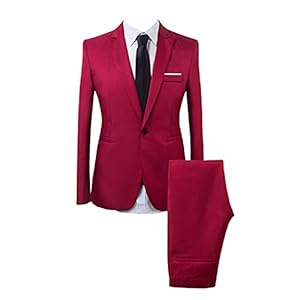 Blazer de Costume 2 pièces pour Homme Veste d’affaires Coupe Slim à Un Bouton Costume de fête de Mariage Tux Vest Pantalon avec Cravate Costume décontracté