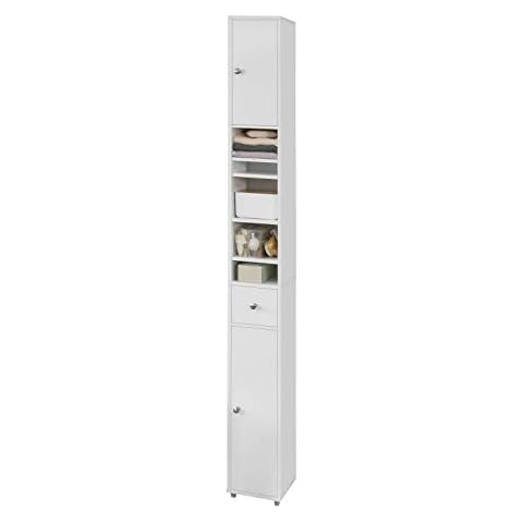 SoBuy BZR34-W, Bathroom Tall Cabinet Cupboard Bathroom Cabinet Storage Cabinet, 20x20x180cm, White Cover