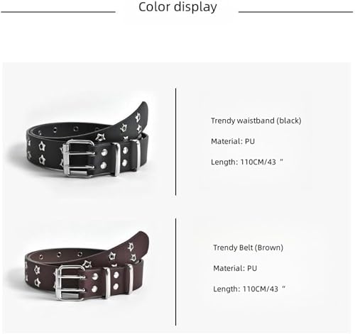 Skinny Belts, Waist Belt Women's Belts Fashion Star Eye Decoration Double Row Adjustable Versatile2