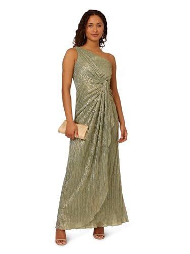 Image of Adrianna Papell One Shoulder Pleated Draped Starburst Gown