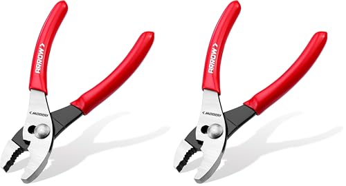 ARROW 6" Slip Joint Pliers, Small Pliers with Thick Dip-Grip Handle, High Carbon Steel, Strong Grip Jaws, Pliers Tool for Gripping, Loosening Nuts and Bolts, Cutting Steel Wire (Pack of 2)