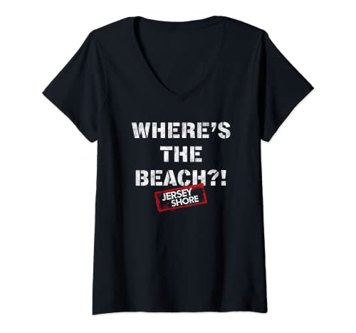 Womens Jersey Shore - Where's The Beach V-Neck T-Shirt