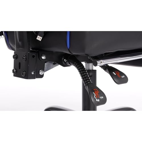 Image of Gaming Desk Chair for Adults, Ergonomic Gaming Chair with Footrest & Headrest and Lumbar Support, Leather Material Height Adjustable Computer Video Game Chairs (Blue Upgrade)