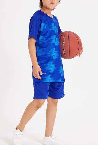 Image of DANI CHINS Boys Loose Active Short-Sleeve Shirts Sports Jerseys and Athletic Mesh Shorts Set