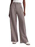 NIMIN Women Wide Leg Pants High Waisted Dressy Work Trousers Business Slacks Casual Pants with Pockets Mocha Brown
