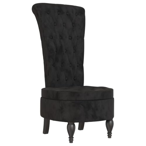 vidaXL Sillón de Respaldo Alto, Silla Tapizada con Botones, Butaca Sofá de Descanso, Sillón Decorativo para Salón Dormitorio, Terciopelo Negro