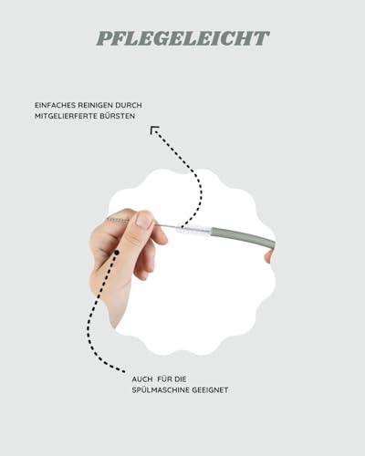 MiniMates | Strohhalme aus Silikon für Kleinkinder | zahnschonende Trinkhalme aus Silkon | Wiederverwendbare Strohhalme für Babys und Kleinkinder | 8 Strohalme - 2x Reinigungsbürsten (Strohhalme)
