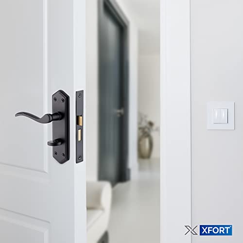 XFORT Black Beauty Range Matt Black London Suite Bathroom Pack, Complete Set with Bathroom Handles, 65mm Mortice Bathroom Lock and 75mm Ball Bearing Hinges, for Internal Wooden Doors - Image 4
