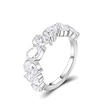 Eternity Wedding Band 14K White Gold Ring Band Moissanite Pear-Shaped Size 4 Fashion for Lesbian Anniversary Jewelry