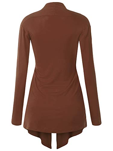 Image of Lock and Love Women's Draped Front Open Asymmetrical Cardigan - Casual Long Sleeve Lightweight Duster