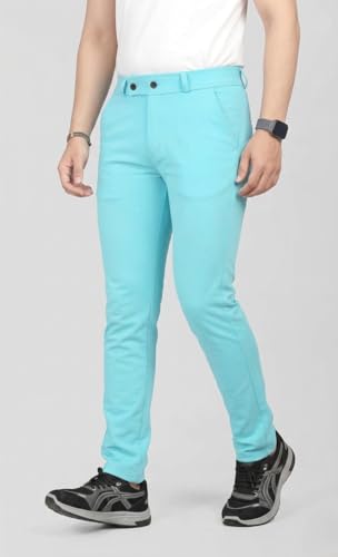 Image of MiraMichi Men's Slim Fit Formal Trousers - Crafted from Premium Lycra Blend Fabric, Solid Pattern, Ideal for Formal Occasions