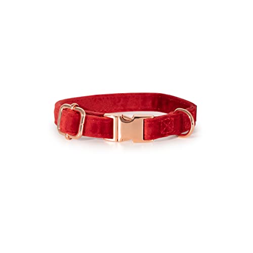 Fluffy Tailers Luxury Red Velvet Adjustable Dog Collar and Bowtie - Image 3