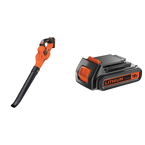 BLACK+DECKER Souffleur Axial sans Fil 18V, Souffleur de Feuilles Mortes avec 2 Vitesses et Flux d'air Optimal & Batterie au Lithium Compatible avec Les...
