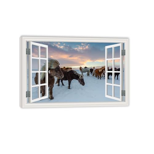 Peinture sur toile animaux effet 3D grand format 105x70cm pour salon et chambre