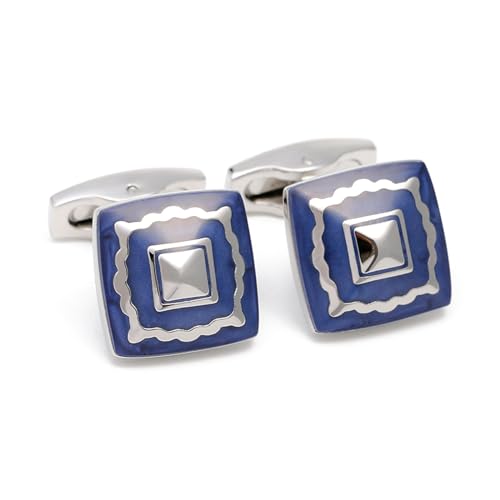 Gemelos de camisa para hombre en esmalte azul perfectos para bodas y trajes de gala formales
