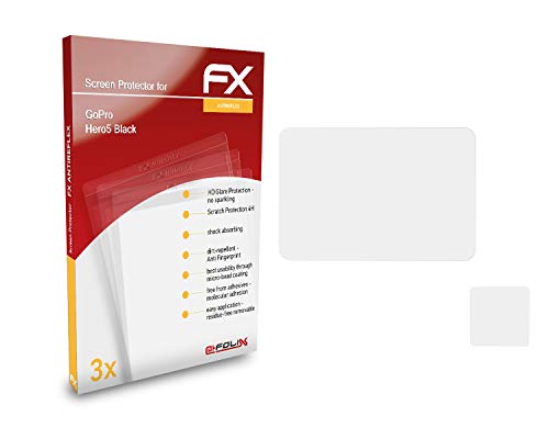 atFoliX Screen Protector compatible with GoPro Hero5 Black Screen Protection Film, anti-reflective and shock-absorbing FX Protector Film (Set of 3)