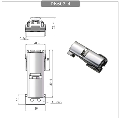 Boucle cachée 1 pièce DK602-4 en inox pour fermeture réglable