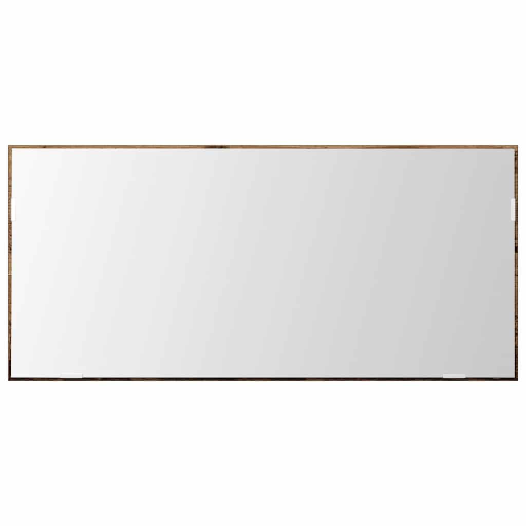 Lustro z ramą ze starego drewna 80 x 37 cm, szkło i drewno inżynieryjne, oświetlenie LED, montaż na ścianie, nowoczesne meble łazienkowe, miejsce do przechowywania i uzupełnienie umywalki