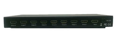 Ckitze 1080p 1x8 HDMI Splitter, 1 to 8 Ports HDMI Display Duplicate/Mirror - Powered Ver 1.3 Certified for Full HD 1080P High-Resolution 3D Support (One Input to Eight Outputs)