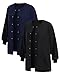 Yearntown 2 Pcs Scrubs Jacket for Women, Nurse Jacket Uniforms Snap Front with 3 Pockets 4-Way Stretch, Black & Navy Blue (Small)