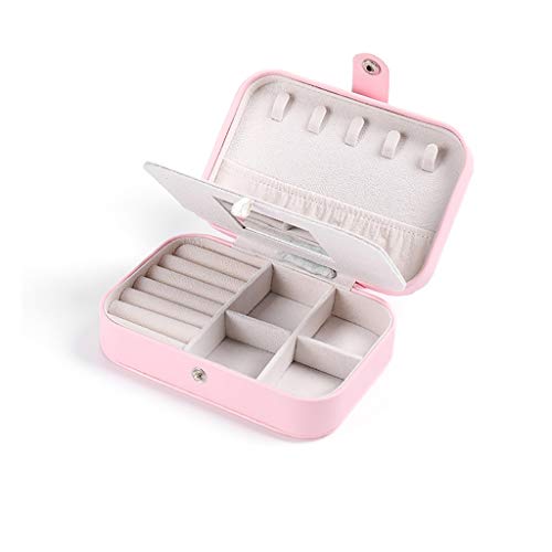 NCKIDESI Schmuckkästchen Kleine Schmuckkasten Organizer Portable Abnehmbare Tablett Schmuck Aufbewahrungskoffer Ohrring Frauen Schmuckaufbewahrung (Color : Pink A) Cover