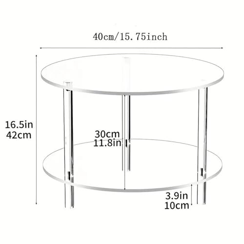 Acrylic Coffee Table, Round Center Table, Double Layers Design, Convenient Installation, Home Aesthetic Decoration, Modern Furniture for Home, Studio and Hotel, 40 x 40 x 42 cm – Image 4